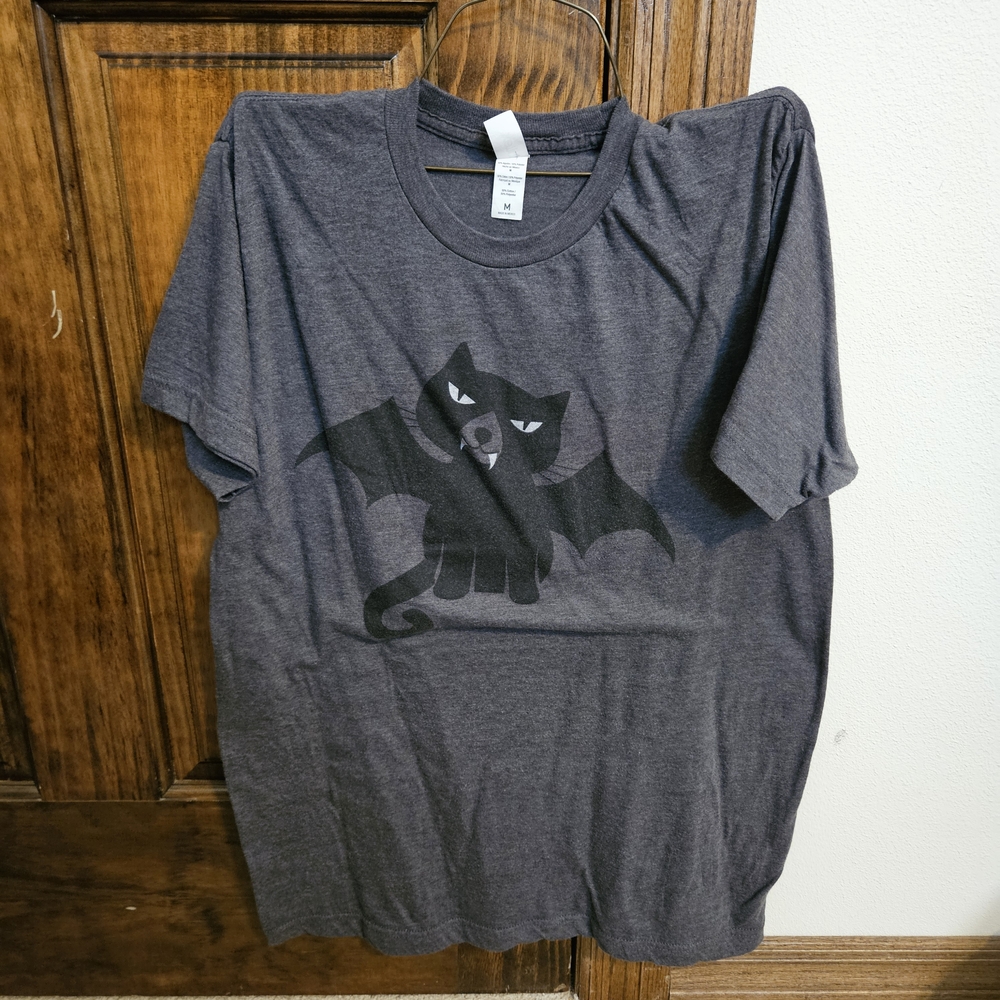 Tultex Dark Gray Cat with Wings T-Shirt